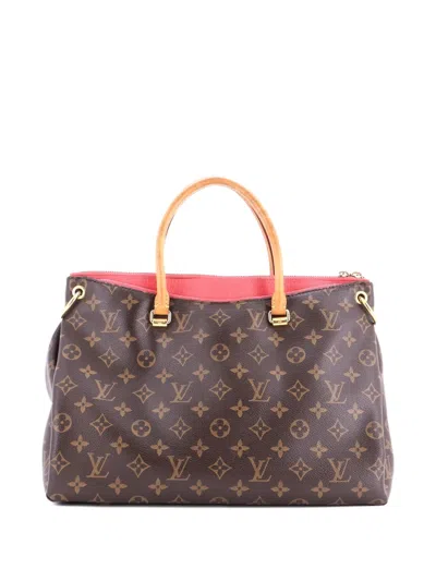 Pre-owned Louis Vuitton Pallas Tote Monogram Canvas With Leather Shoulder Bag In Brown