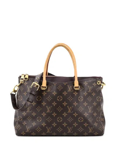 Pre-owned Louis Vuitton Pallas Tote Monogram Canvas With Leather Shoulder Bag In Purple