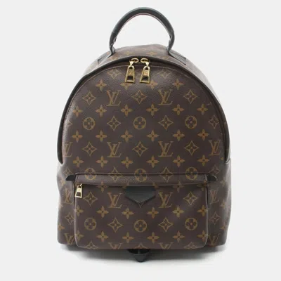 Pre-owned Louis Vuitton Palm Springs Backpack Mm Coated Canvas And Leather Monogram Brown M41561
