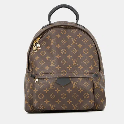 Pre-owned Louis Vuitton Palm Springs Backpack Noir Monogram Size Mm In Brown