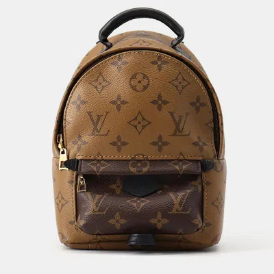 Pre-owned Louis Vuitton Palm Springs Backpack Noir/brown Monogram Monogram Reverse Canvas Size Mini