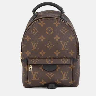 Pre-owned Louis Vuitton Palm Springs Backpack Noir/brown Monogram Size Mini In Black