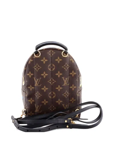 Pre-owned Louis Vuitton Palm Springs Limited Edition Love Lock Monogram Canvas Mini Backpack In Brown