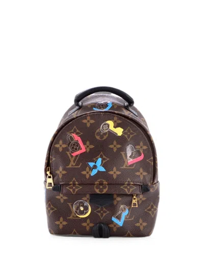 Pre-owned Louis Vuitton Palm Springs Limited Edition Love Lock Monogram Canvas Mini Backpack In Brown