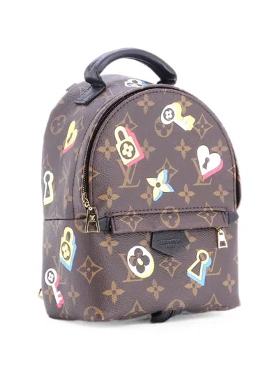 Pre-owned Louis Vuitton Palm Springs Limited Edition Love Lock Monogram Canvas Mini Backpack In Brown