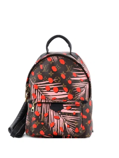 Pre-owned Louis Vuitton Palm Springs Limited Edition Monogram Jungle Dots Pm Backpack In Brown