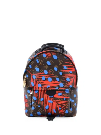 Pre-owned Louis Vuitton Palm Springs Limited Edition Monogram Jungle Dots Pm Backpack In Brown