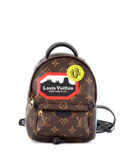 Pre-owned Louis Vuitton Palm Springs Limited Edition World Tour Monogram Canvas Mini Backpack In Brown