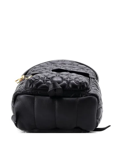 Pre-owned Louis Vuitton Palm Springs Malletage Flower Lambskin Pm Backpack In Black