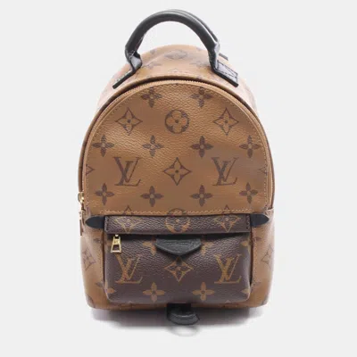 Pre-owned Louis Vuitton Palm Springs Mini Backpack Coated Canvas And Leather Monogram Reverse Brown