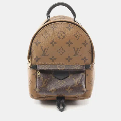 Pre-owned Louis Vuitton Palm Springs Mini Brown Monogram Reverse Coated Canvas Leather Backpack