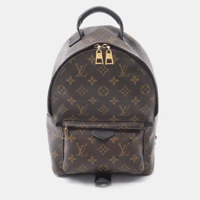 Pre-owned Louis Vuitton Palm Springs Pm Monogram Backpack Coated Canvas Leather Brown Black