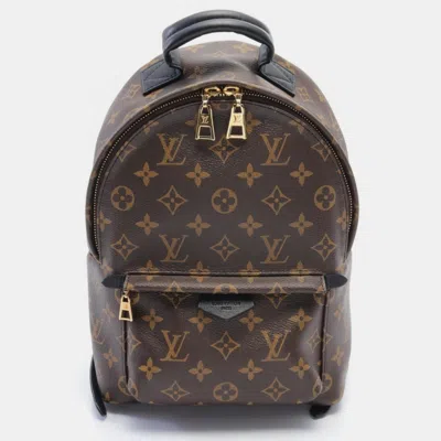 Pre-owned Louis Vuitton Palm Springs Pm Monogram Coated Canvas Leather Brown Black Rucksack Backpack