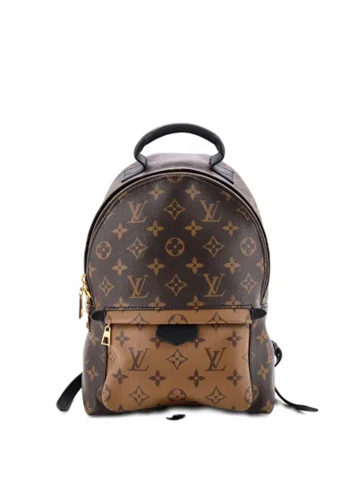 Pre-owned Louis Vuitton Palm Springs Reverse Monogram Canvas Pm Backpack In Brown