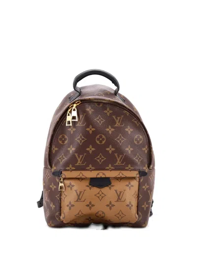 Pre-owned Louis Vuitton Palm Springs Reverse Monogram Canvas Pm Backpack In Brown