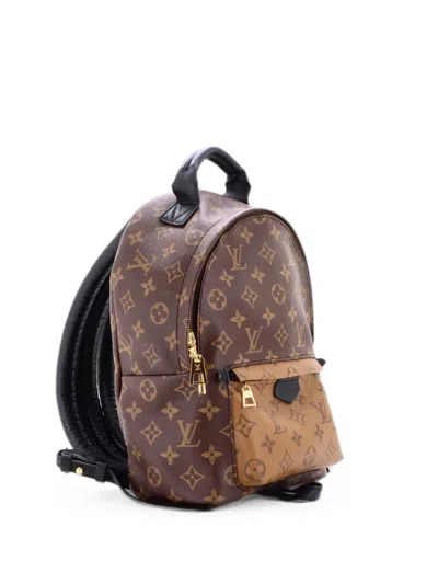 Pre-owned Louis Vuitton Palm Springs Reverse Monogram Canvas Pm Backpack In Brown