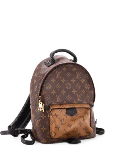 Pre-owned Louis Vuitton Palm Springs Reverse Monogram Canvas Pm Backpack In Brown