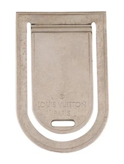Pre-owned Louis Vuitton Pans Abie Porto Address Money Clip In Metallic/silver