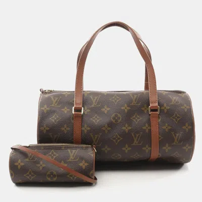 Pre-owned Louis Vuitton Papillon 30 Old Hand Shoulder Bag Monogram Leather Brown