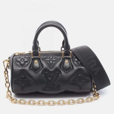 Pre-owned Louis Vuitton Papillon Bb Bubblegram Handbag Leather Black