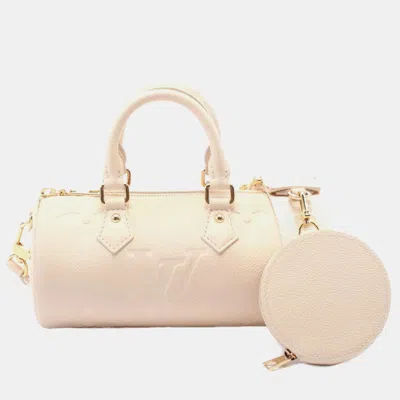 Pre-owned Louis Vuitton Papillon Bb Handbag Leather Monogram Empreinte Ivory In White