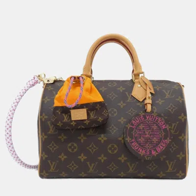 Pre-owned Louis Vuitton Paris A Vero Speedy Soft 30 Monogram Canvas Boston Bag In Brown