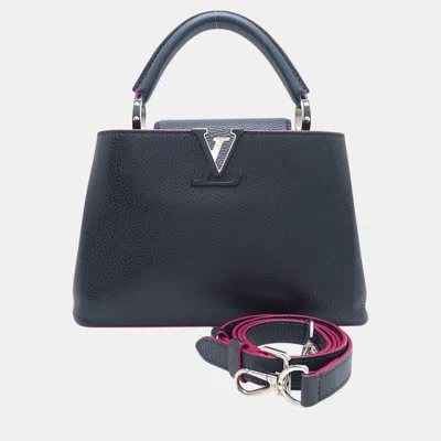 Pre-owned Louis Vuitton Parnassea Line Cobalt Fuchsia Capucines Bb Bag In Black