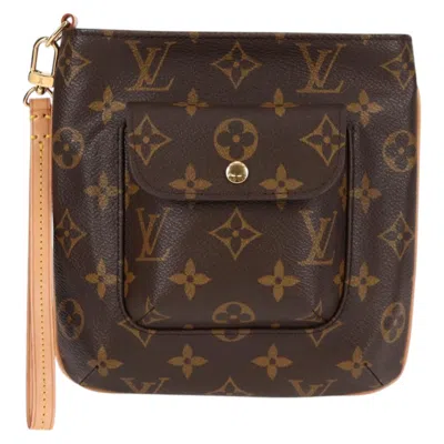 Pre-owned Louis Vuitton Partition Brown Canvas Clutch Bag ()