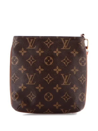 Pre-owned Louis Vuitton Partition Wristlet Monogram Canvas Clutch Bag In Brown