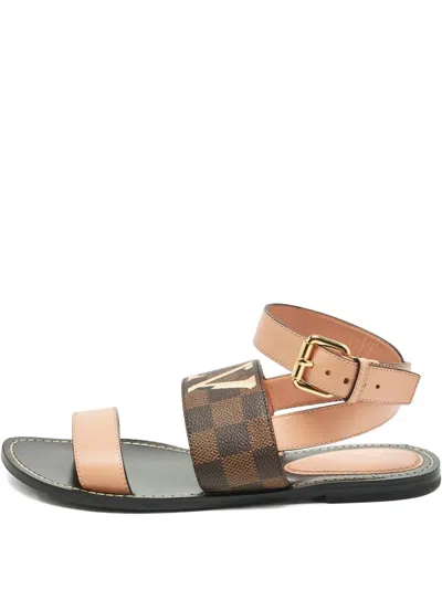 Pre-owned Louis Vuitton Passenger Flat Sandals In Neutral