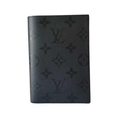 Pre-owned Louis Vuitton Passport Cover Monogram Shadow Black