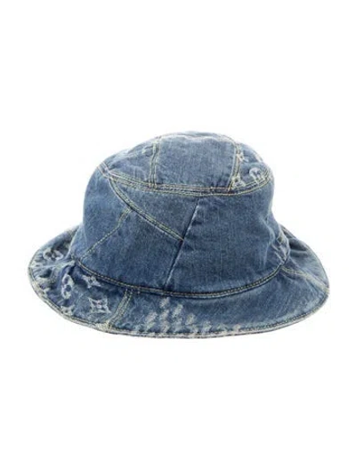 Pre-owned Louis Vuitton Patchwork Denim Monogram Bucket Hat In Blue