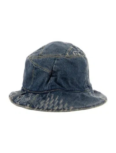 Pre-owned Louis Vuitton Patchwork Denim Monogram Bucket Hat In Blue