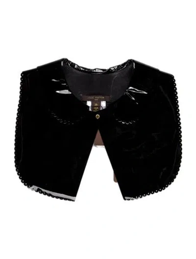 Pre-owned Louis Vuitton Patent Leather Bib Collar Silk Scarf In Burgundy