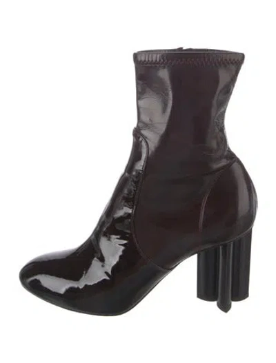 Pre-owned Louis Vuitton Patent Leather Boots In Burgundy