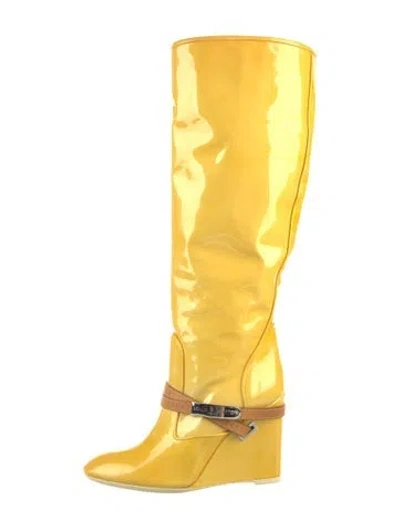Pre-owned Louis Vuitton Patent Leather Boots In Yellow