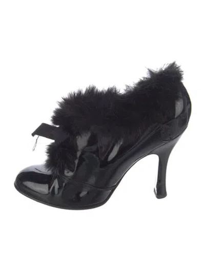 Pre-owned Louis Vuitton Patent Leather Bow Accents Mules In Black
