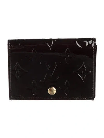 Pre-owned Louis Vuitton Patent Leather Card Holder W/ Tags In Burgundy