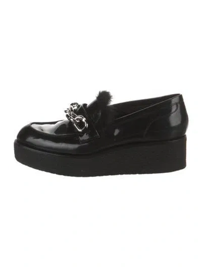 Pre-owned Louis Vuitton Patent Leather Chain-link Accents Loafers In Black