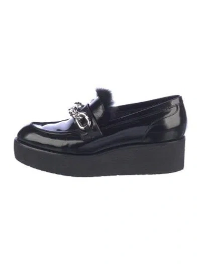 Pre-owned Louis Vuitton Patent Leather Chain-link Accents Loafers In Black
