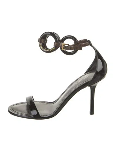 Pre-owned Louis Vuitton Patent Leather Chain-link Accents Sandals In Multi