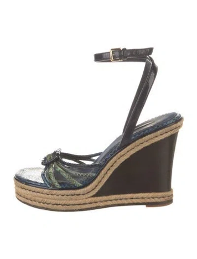 Pre-owned Louis Vuitton Patent Leather Colorblock Pattern Espadrilles In Blue