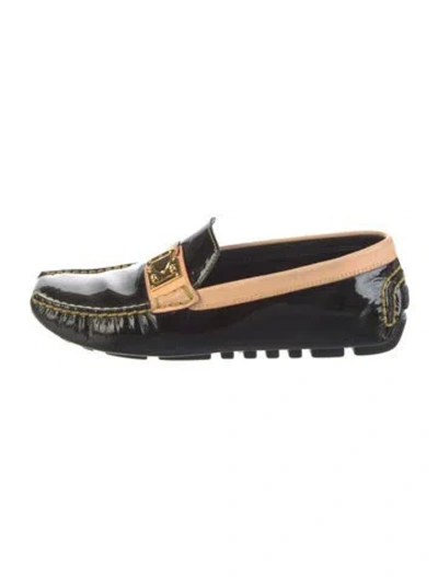 Pre-owned Louis Vuitton Patent Leather Colorblock Pattern Loafers In Black