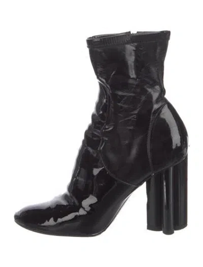 Pre-owned Louis Vuitton Patent Leather Combat Boots In Black