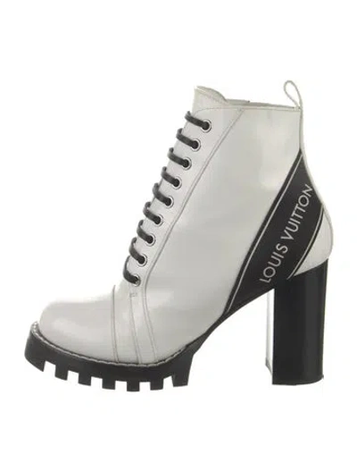 Pre-owned Louis Vuitton Patent Leather Combat Boots In White