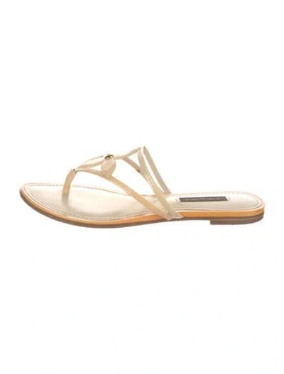 Pre-owned Louis Vuitton Patent Leather Cutout Accent Flip Flops In Orange