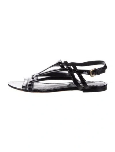 Pre-owned Louis Vuitton Patent Leather Cutout Accent Gladiator Sandals In Black