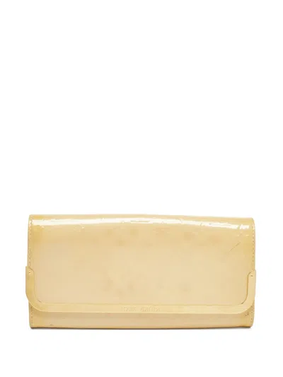 Pre-owned Louis Vuitton Patent-leather Embossed Wallet In Neutral
