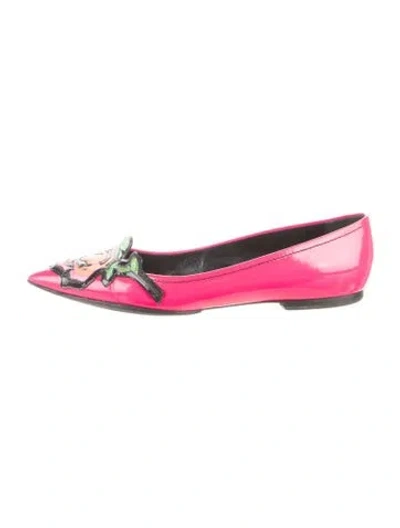 Pre-owned Louis Vuitton Patent Leather Floral Print Flats In Pink