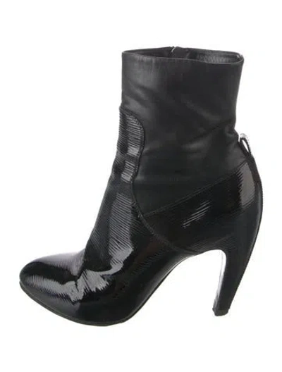 Pre-owned Louis Vuitton Patent Leather Graphic Print Boots In Black